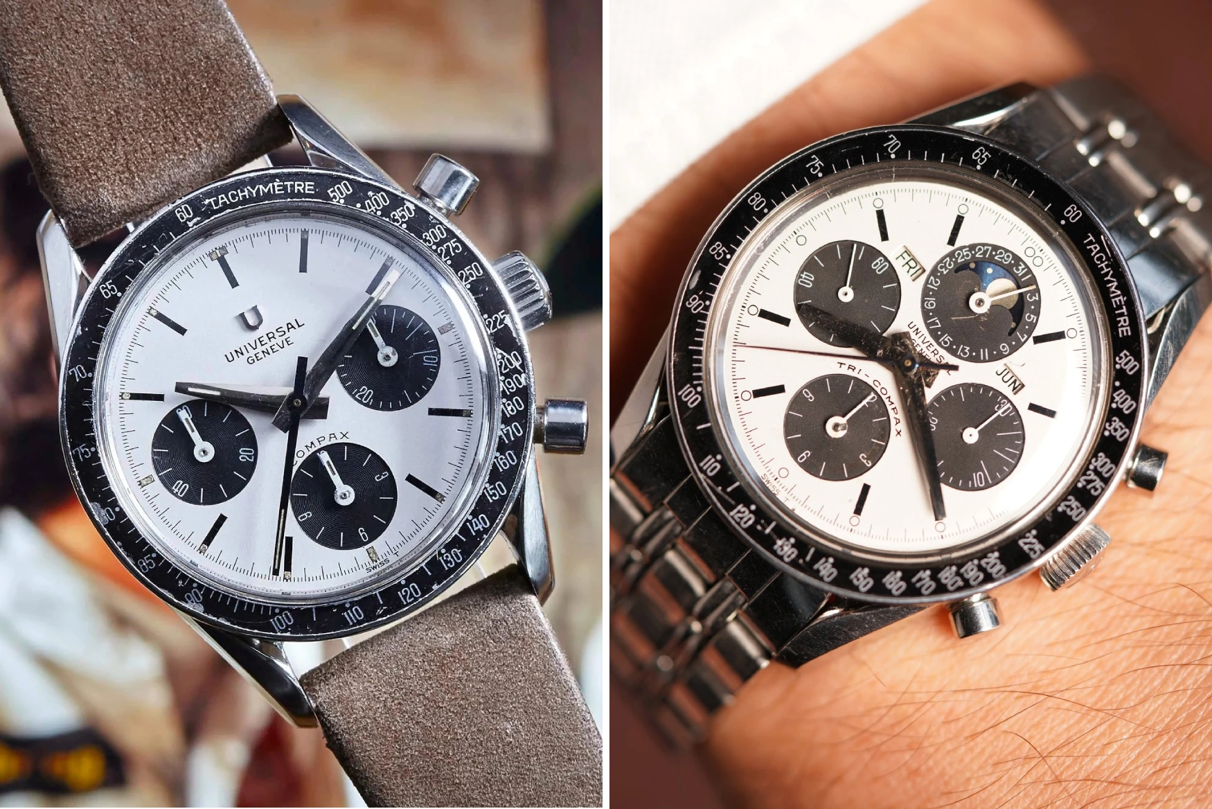 ساعت‌های Universal Genève Compax “Nina Rindt” و Tri-Compax “Eric Clapton”