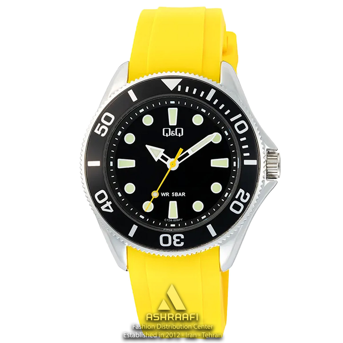 ساعت مچی، برند کیو اند کیو (Q&Q)، مدل C72A-009PY، رنگ زرد