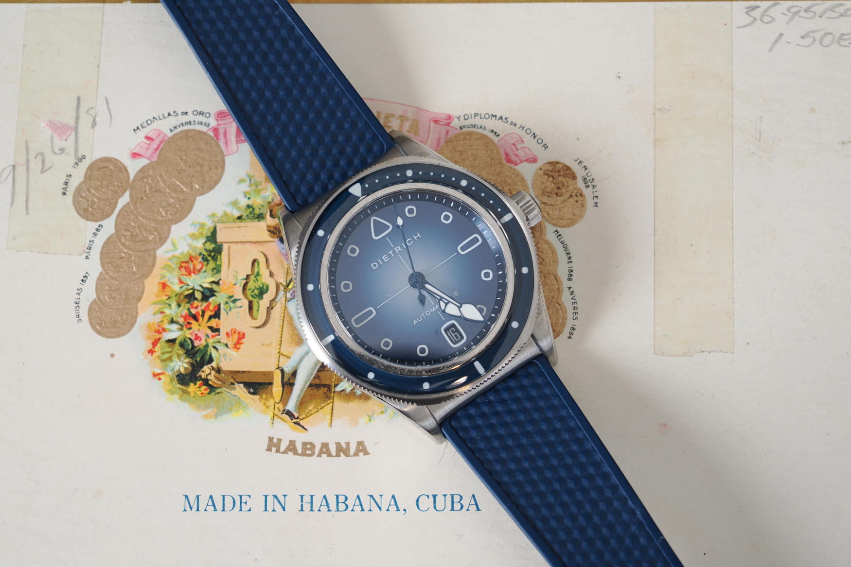 ساعت دیتریش با بند لاستیکی آبی