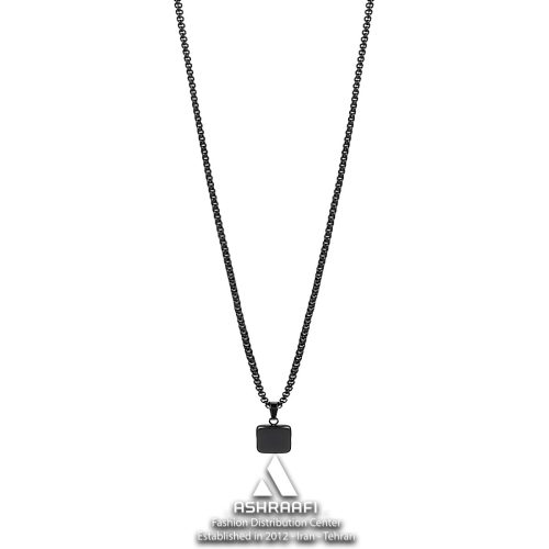 گردنبند مردانه مشکی Square Silver Necklace-K