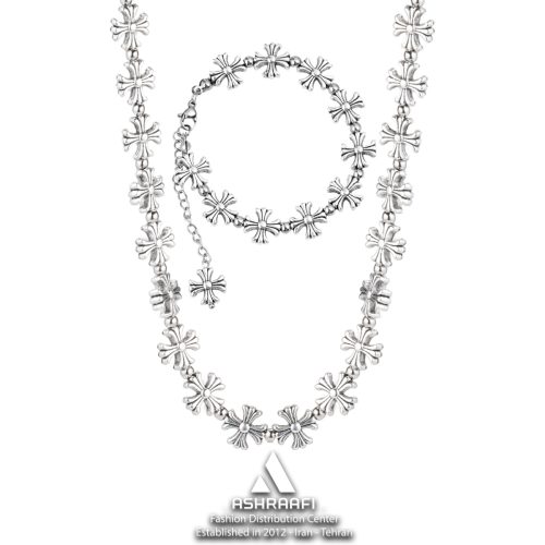 گردنبند و دستبند کروم هارتز Cross Necklace & Bracelet S01