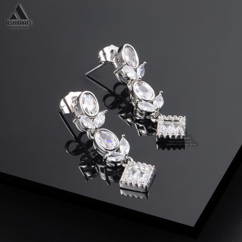 گوشواره الماسی نقره‌ای Diamond Earrings S9