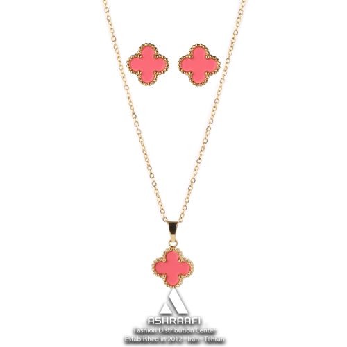 ست ونکلیف گلبهی Vancliffe Necklace & Bracelet GP02