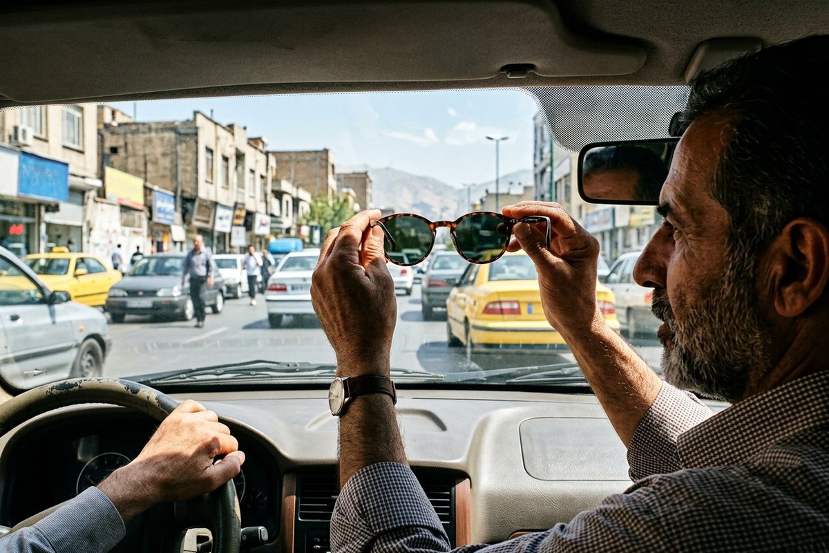 کاهش خیرگی جاده با عینک آفتابی پلاریزه هنگام رانندگی