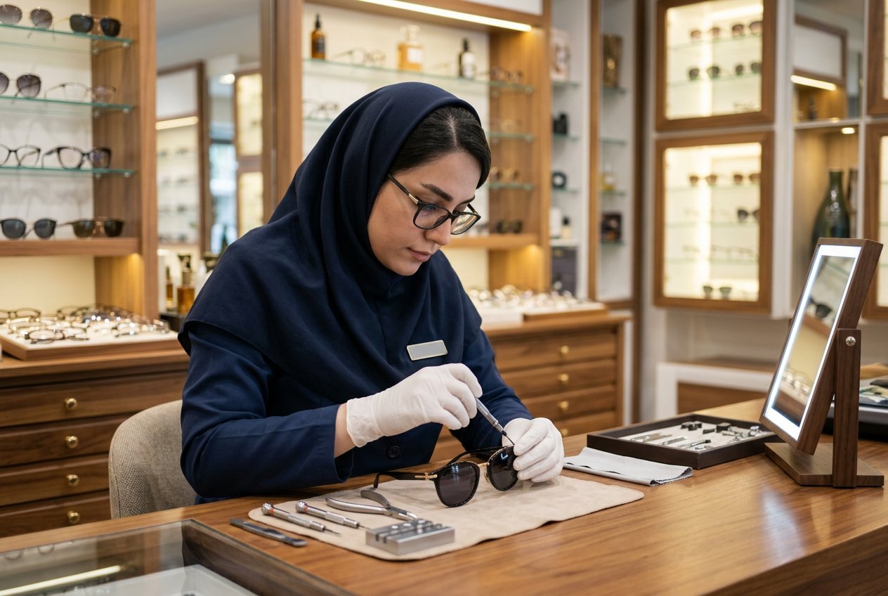 تنظیم حرفه‌ای فریم عینک آفتابی