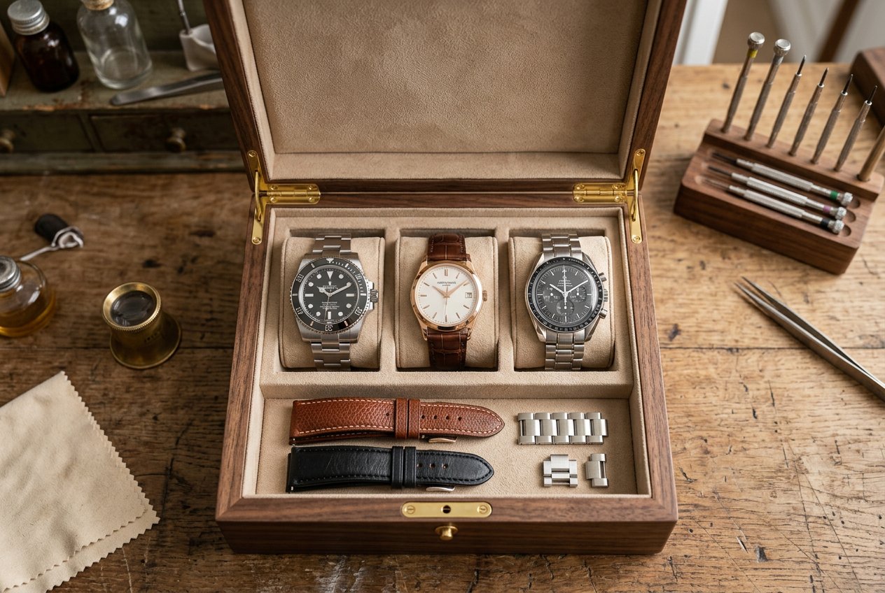 جعبه ساعت مچی لوکس و تنوع بند ساعت مچی در فروشگاه اشرافی