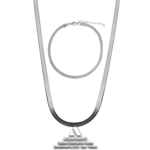 ست گردنبند و دستبند هرینگبون Herringbone Necklace & Bracelet S-01