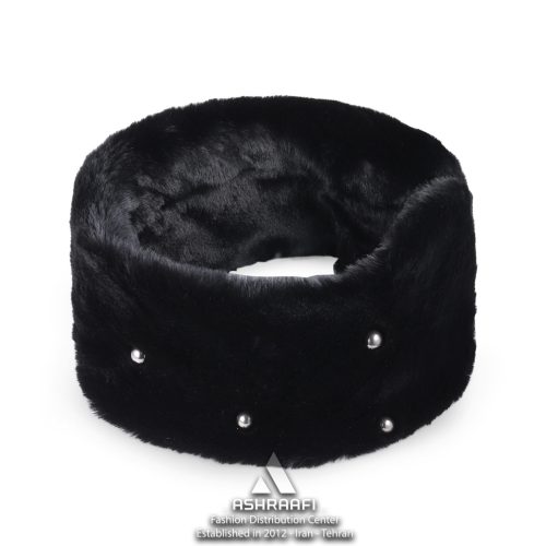 هدبند زنانه Pearl Embellished Faux Fur Headband