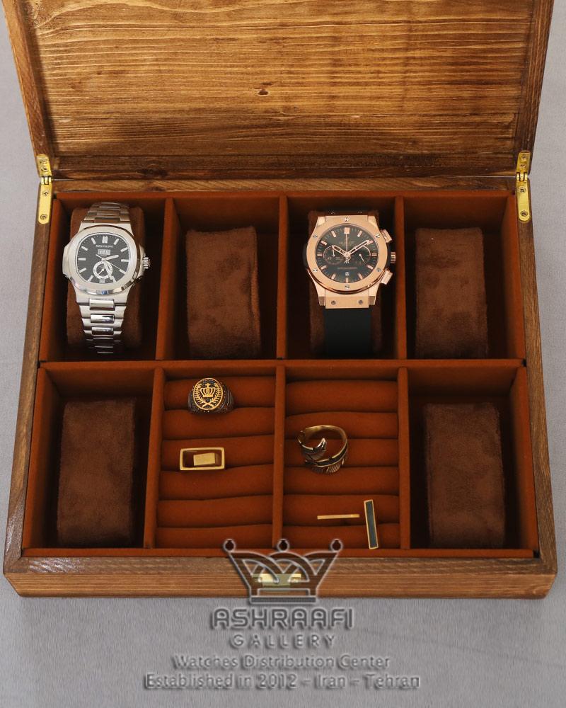 باکس نگهداری ساعت تمام چوبی قهوه ای Box Watches 8 WB