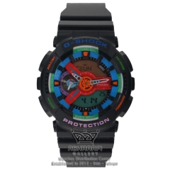 فروش ساعت جی شاک بدنه و بند مشکی و صفحه چند رنگ