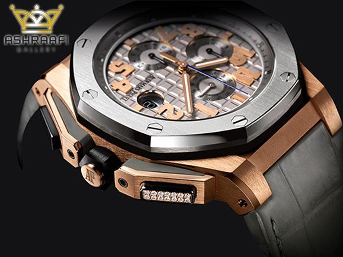 ساعت اصل ادمار پیگه بند چرمی طلایی و نقره ای