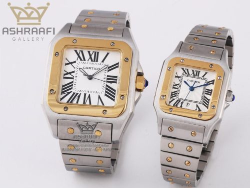 ساعت جفتی کارتیه سانتوس تمام فلزی Cartier Santos 100-2CFS