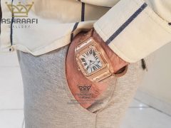 عکس روی دست ساعت تمام رزگلد کارتیه مدل سانتوس 100 Catier Santos 100RW