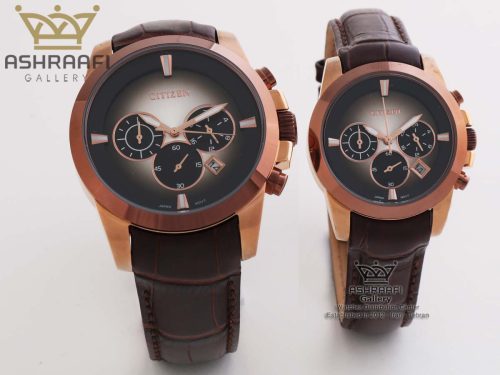 ساعت سیتیزن ست قاب مسی رنگ و صفحه سفید مشکی Citizen 18149G