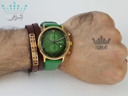 تصویر روی مچ ساعت سبز رنگ مردانه Emporio Armani AR-0386
