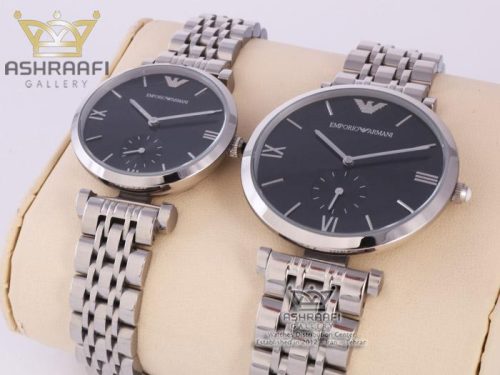 ساعت جفتی تمام نقره ای امپریو آرمانی Emporio Armani AR1819