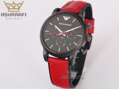 ساعت قاب مشکی و بند قرمز امپریو آرمانی Emporio Armani Ar1895