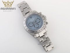 ساعت رولکس نقره ای با قاب مات و صفحه آبی آسمانی ROLEX Cosmograph SB2