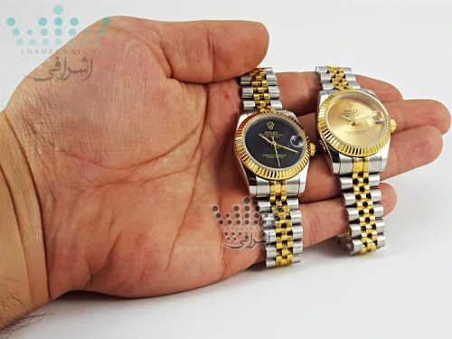 ساعت صفحه مشکی و صفحه طلایی rolex-date-just-f03-06