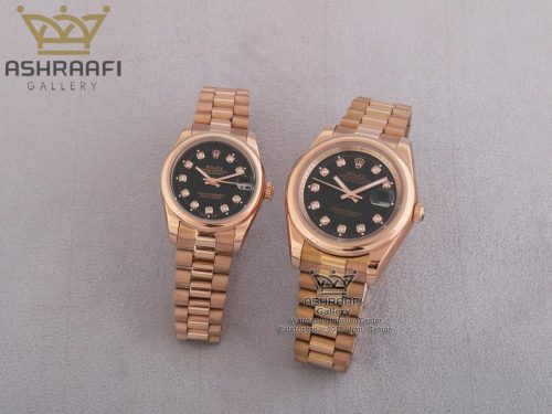 ساعت ست تمام رزگلد صفحه مشکی ROLEX DateJust Per2