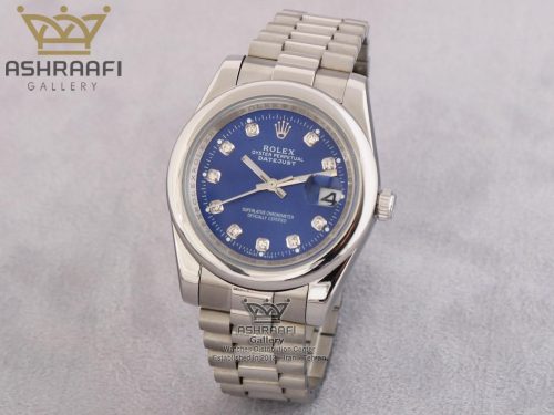 ساعت تمام سیلور صفحه سورمه ای رولکس ROLEX DateJust Per2