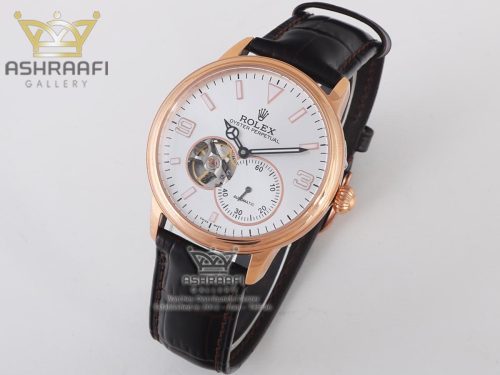 ساعت بند چرم قاب رزگلد رولکس Rolex Oyster Perpetual L1