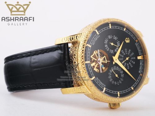 ساعت مشکی رنگ کنده کاری شده واشرون کنستانتینساعت مشکی رنگ کنده کاری شده واشرون کنستانتین