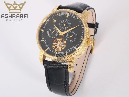 ساعت قاب طلایی واشرون پتینه کاری شده